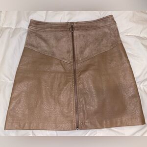 Promesa Tan Mini Skirt with Zipper Detail